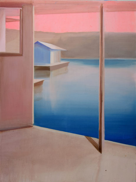 Domy na vodě, akryl na plátně, 185 x 140 cm, 2020